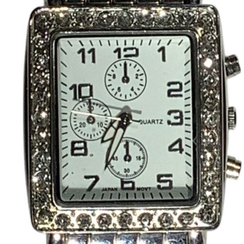Ladies Wristwatch, Silver Metal Band, Faux Diamond Accents, Non-Operable